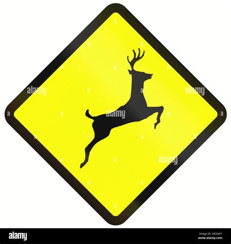 Indonesian Road Warning Sign Deer Crossing Stock Photo Alamy