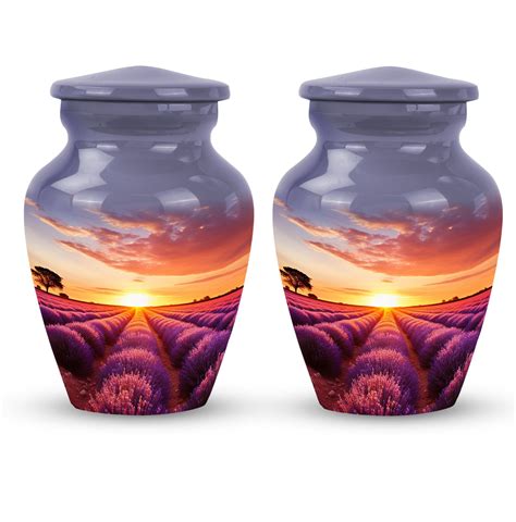 A Field Of Lavender With Trees And A Sunset Decorative Urns For Ashes