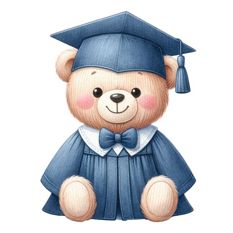 Ai Generated Cute Teddy Bear Graduation Watercolor Isolated 34798809 Png