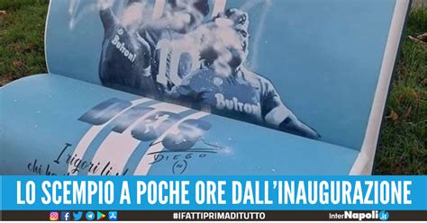 Vergogna A Giugliano Vandalizzata La Panchina Dedicata A Maradona A