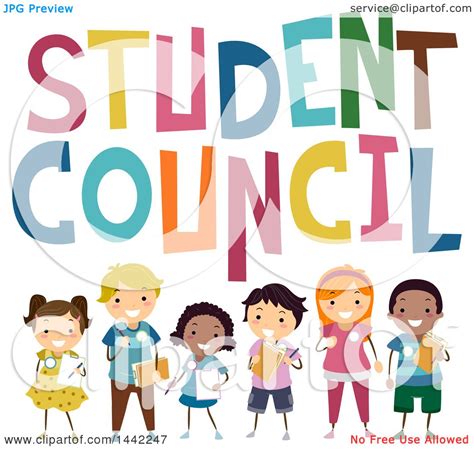 Clipart Of A Group Of School Children Under Student Council Text