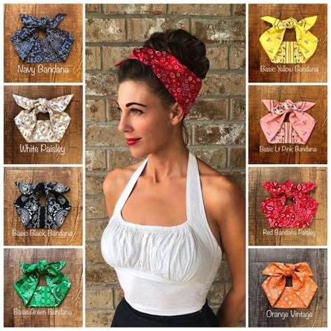 Bandana Print Miranda Retro Hair Wrap Wide Self Tie Headband Etsy