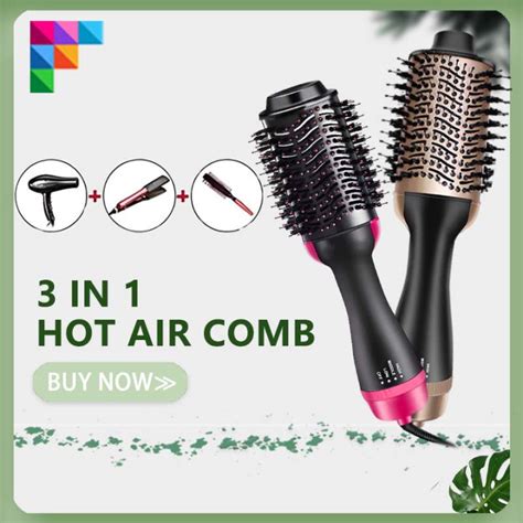 COD Hot Cool Air Curling Iron 3 In 1 Hair Straightener Hot Air Brush Comb Dryer Hair Curler