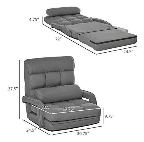 Homcom Sof Cama Convertible De Suelo Sill N Reclinable Sil En Venta