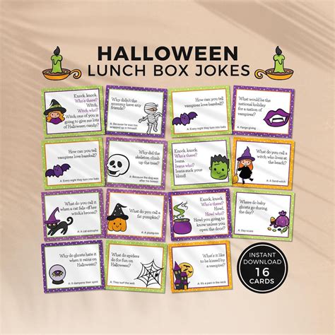 Halloween Lunch Box Jokes Printable Cards for Kids Spooky Cute Dad Joke ...