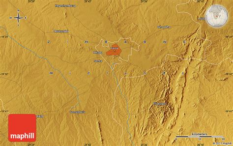 Physical Map of Gweru