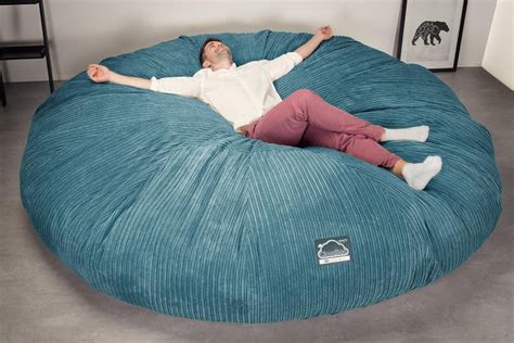 Lounge Pug Massive Size Titanic Xxxxxl Memory Foam Giant Bean Bag Sofa Cord Aegean Blue Cloudsac