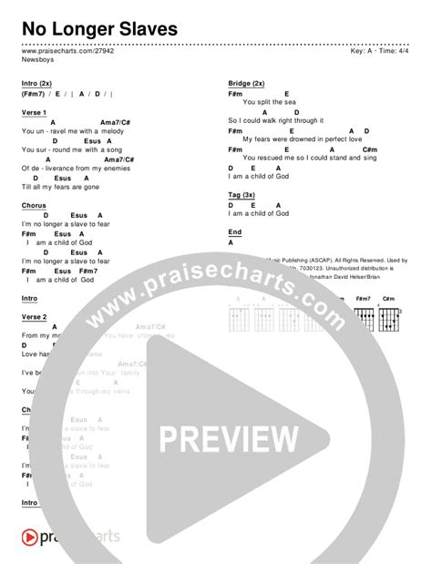 No Longer Slaves Chords PDF (Newsboys) - PraiseCharts