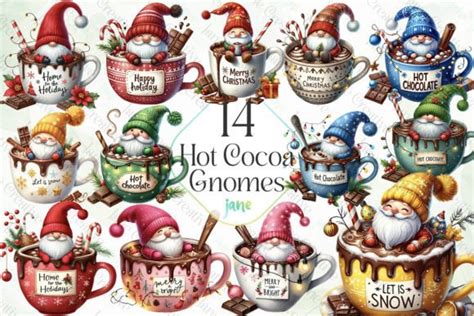 Hot Cocoa Gnomes Sublimation Bundle Graphic By JaneCreative Creative