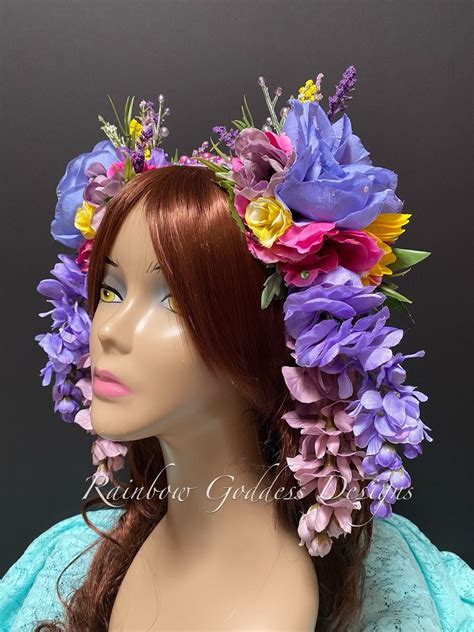 purple fairy headpiece flower headdress flower crown flower headband