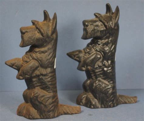 Vintage Cast Iron Scotty Dog Door Stops (Pair) - Cast Iron - Metalware