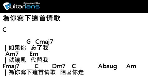 五月天 為你寫下這首情歌 結他譜 Chord譜 吉他譜