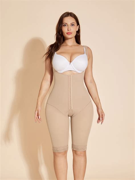 Womens Open Bust Bodysuit Tummy Control Shapewear Tan Chiccurve