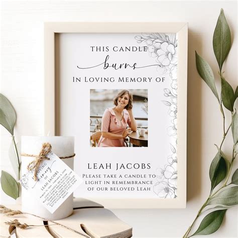 This Candle Burns In Memory Funeral Favor Candle Tag Sign Minimal