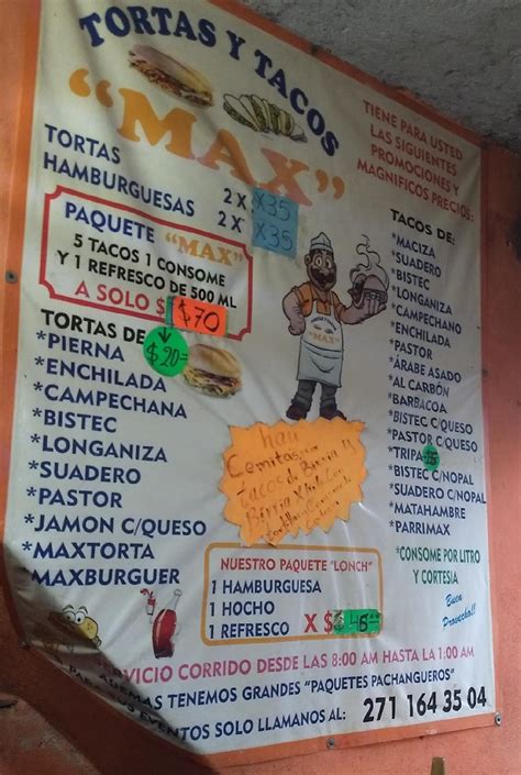 Menu At Tortas Y Tacos Max Restaurant La Luz Francisco I Madero