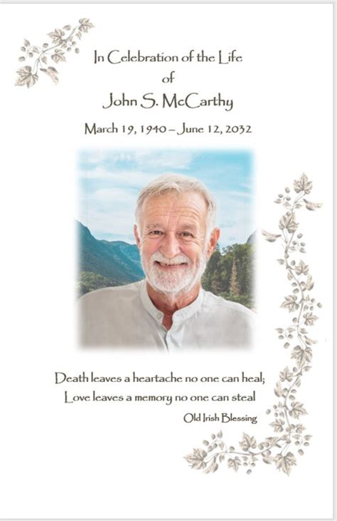 Hops Leaves Custom Funeral Mass Booklets Mass Booklets