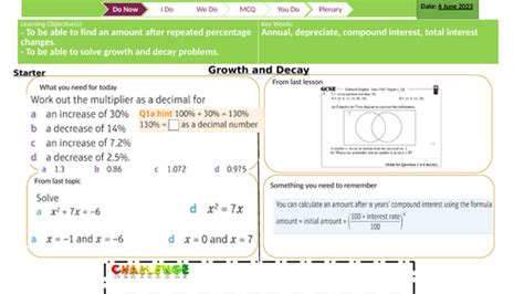 Growth and Decay Sequence of lessons | Teaching Resources