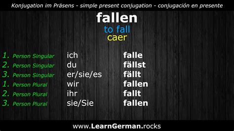 Learn German Verbs Fallen ⇔ To Fall ⇔ Caer Aprender Alemán De ⇔ En ⇔