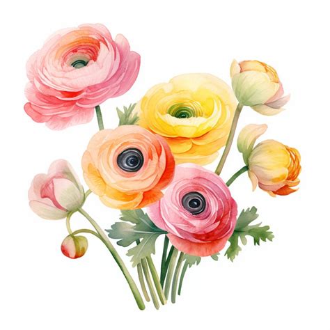 Ranunculus Clip Art Set Digital Clip Art Png Flower Clip Art High