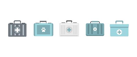 First Aid Kit Icon Set Flat Style Vector Art At Vecteezy