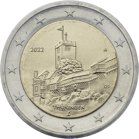 Deutschland 2 Euro Sammlermünzenset 2022 Thüringen Wartburg Eisenach stg