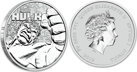 Tuvalu 1 Dollar 2019 Perth Mint Marvel Hulk 1 Oz Silvercoin 7th Issue