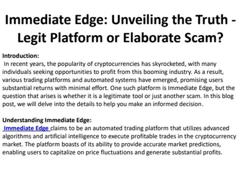 Unveiling The Truth Legit Platform Or Elaborate Scam Immediate Edge