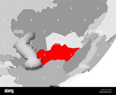 Illustration Of Turkmenistan Highlighted In Red On Grey Globe 3D
