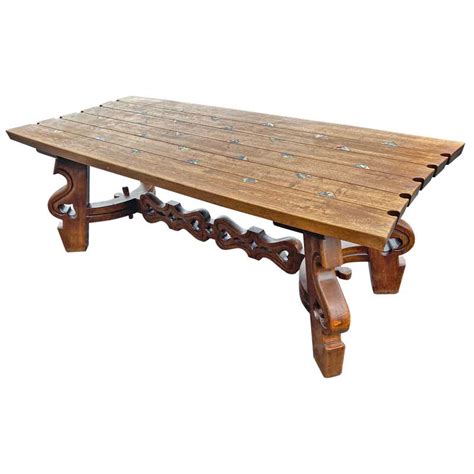 Rustic Oak Dining Table, circa 1920 at 1stDibs