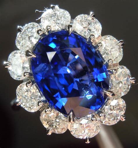 5.30ct Blue Oval Sapphire Ring