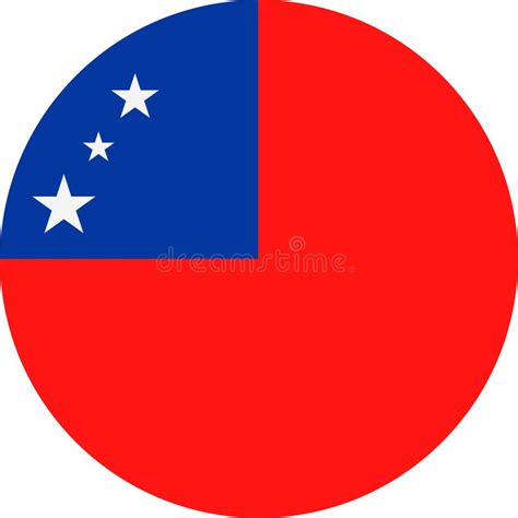 Icono Plano Redondo Del Vector De La Bandera De Samoa Stock De