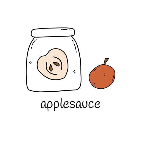 Applesauce in a glass jar. Vector hand drawn 16270003 Vector Art at ...