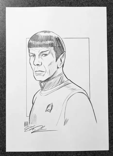 Star Trek Spock Leonard Nimoy Original Pencil Sketch By Tim Shinn 61