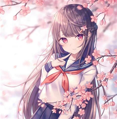 Ảnh nền ảnh anime nữ hoa anh đào đẹp mộng mơ