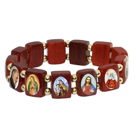 Catholica Shop - Elasticated Wooden Small Square Catholic Saints ...