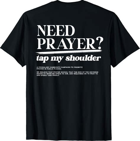 On Back Iv His Glory Men Women Need Prayer Tap My Shoulder T Shirt