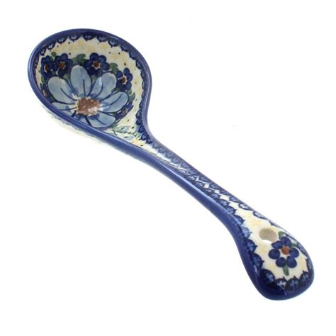 Blue Rose Polish Pottery Daisy Surprise Soup Ladle Polish Pottery Pottery Rose Polish