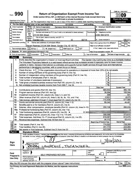 2009-2010 IRS Form 990 | Irs Tax Forms | 501(C) Organization