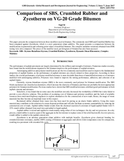 Pdf Comparison Of Sbs Crumbled Rubber And Zycotherm On Vg 20 Grade