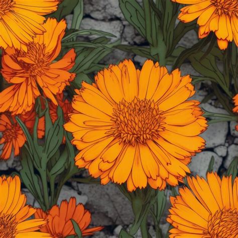 Premium Photo Seamless Cartoon Marigold Flowers Pattern Vector Style