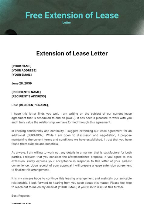 Extension of Lease Letter Template - Edit Online & Download Example