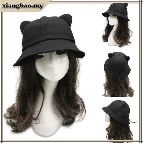 10MK Fashion Hat Cute Cat Ear Tail Bucket Hat Outdoor Trend Fisherman ...