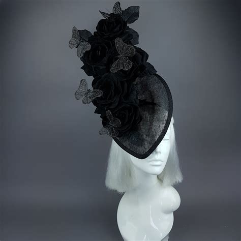 Kiara Black Rose Butterfly Fascinator Hat In 2022 Fascinator Hats