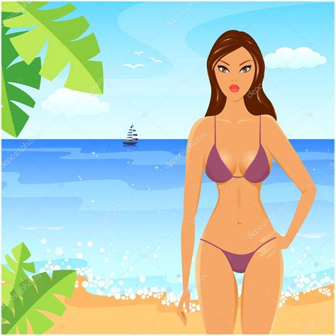 Girl In Bikini On A Beach Stock Vector Maja