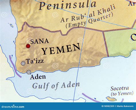 Geographic Map of Yemen with Important Cities Stock Image - Image of ...