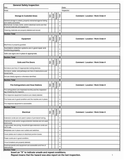 Excel Printable Home Inspection Checklist