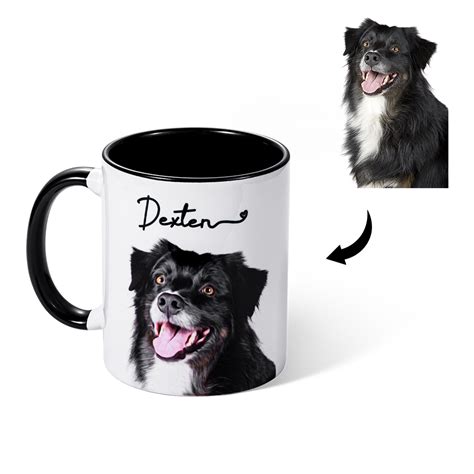 Personalized Pet Photo Portrait Mug With Name Custom Iced Coffee Tea