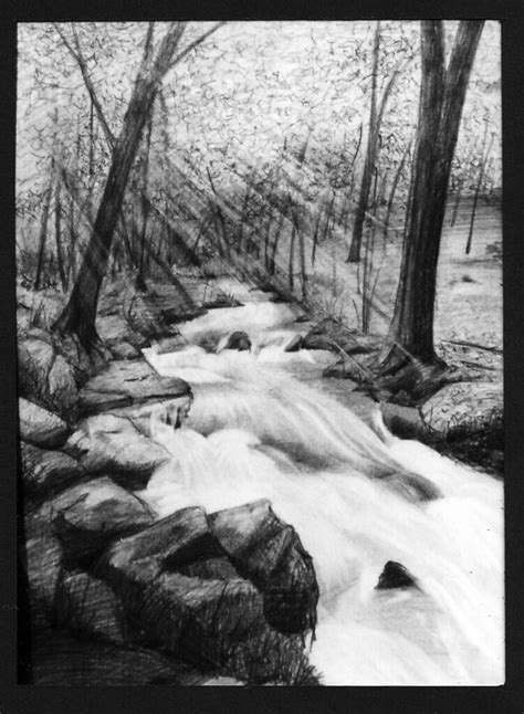 Pencil Drawing Stream In The Woods A Photo On Flickriver