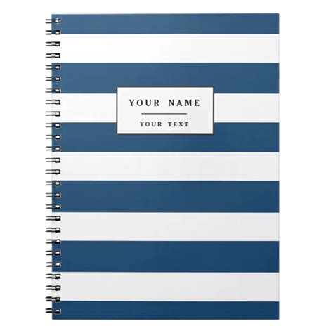 Modern Navy Blue White Stripes Pattern Notebook Zazzle