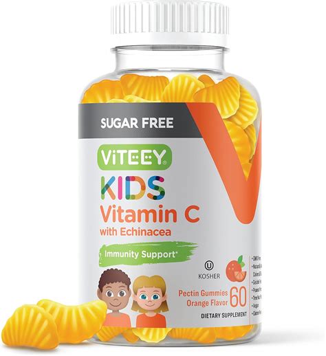 Gomitas de vitamina C sin azúcar para niños de 75 mg con equinácea